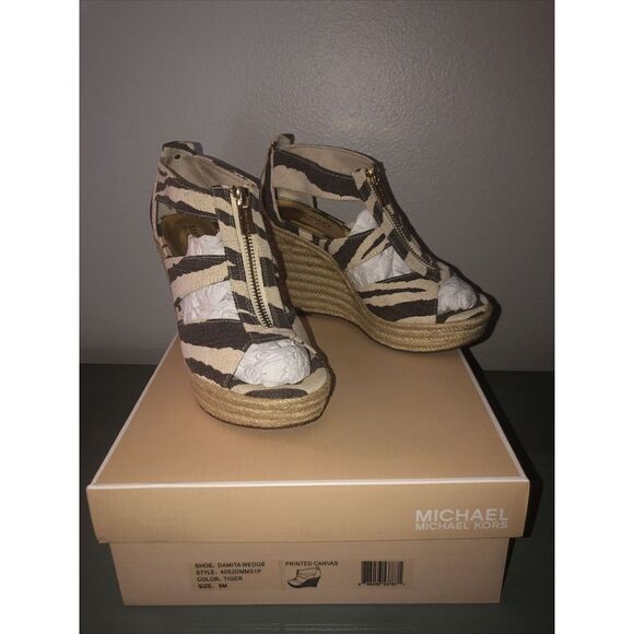 MICHAEL MICHAEL KORS Womens Tiger Platform Damita Wedge Espadrille Shoes‎ 6 M - Picture 1 of 6